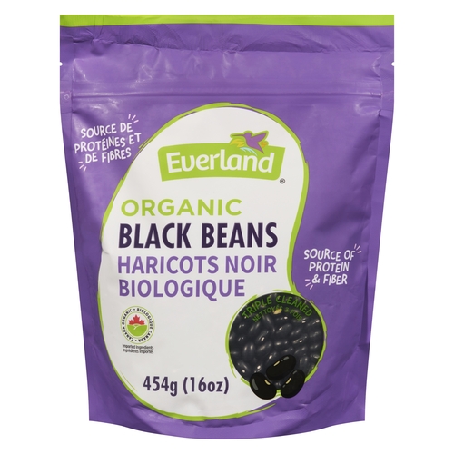 EVERLAND DRY BLACK BEANS ORG 454g, 1 Each