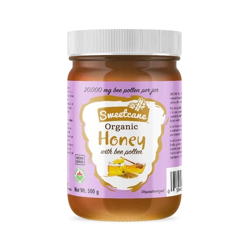 Sweetcane - Organic Honey with Bee Pollen 500g, 1 Each