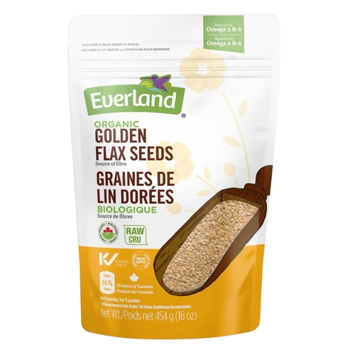 Everland - Organic Golden Flax Seeds 454g, 1 Each