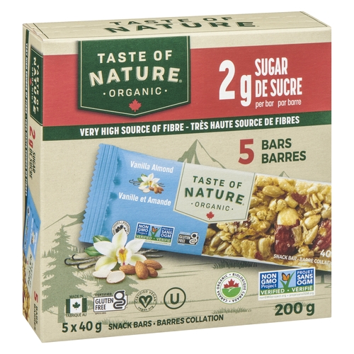 Taste of Nature - Organic Snack Bars - Vanilla Almond - 5 Bars 200g, 1 Each