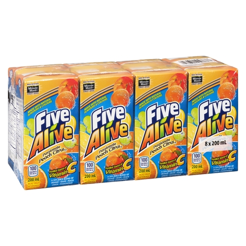 Five Alive - Real Fruit Beverage - Passionate Peach Citrus 8/200ml, 1 Each