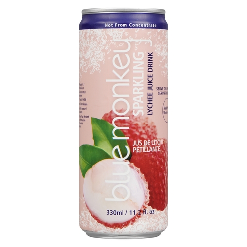 Blue Monkey - Sparkling Juice Drink - Lychee 330ml, 1 Each