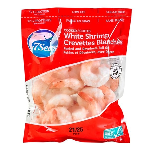 7 Seas - Cooked White Shrimp 21/25 per lb 340g, 1 Each