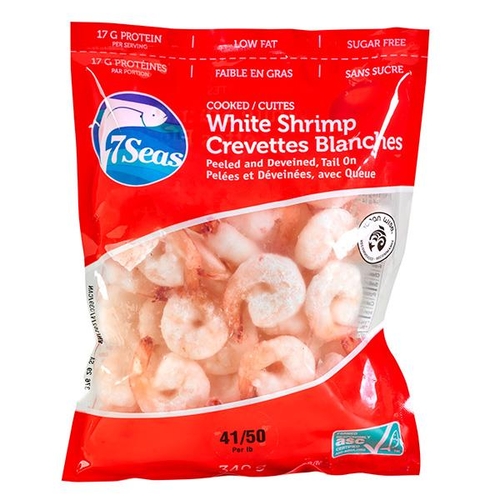 7 Seas - Cooked White Shrimp 41/50 per lb 340g, 1 Each