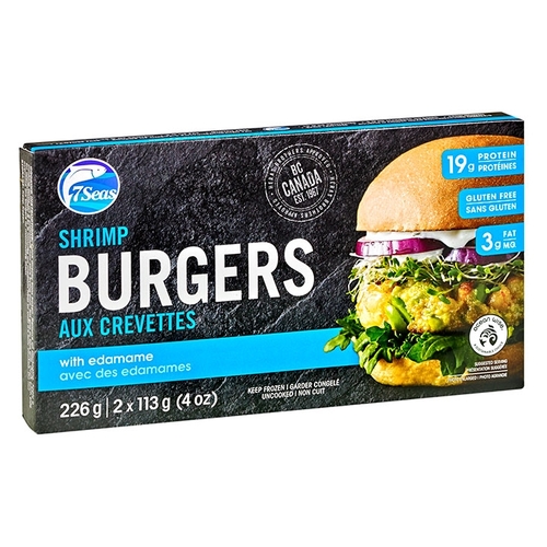 7 Seas - Wild Sockeye Salmon Burgers - Spinach Feta 4/113g, 1 Each