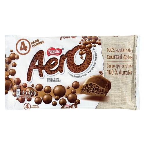 Nestle - Aero Milk Chocolate - Original - 4 Bars 168g, 1 Each