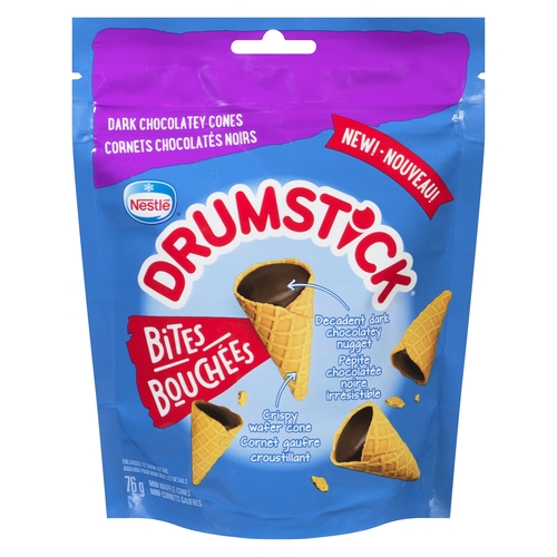 Nestle - Drumstick Mini Waffle Cones Dark Chocolatey Cones Bites 76g, 1 Each
