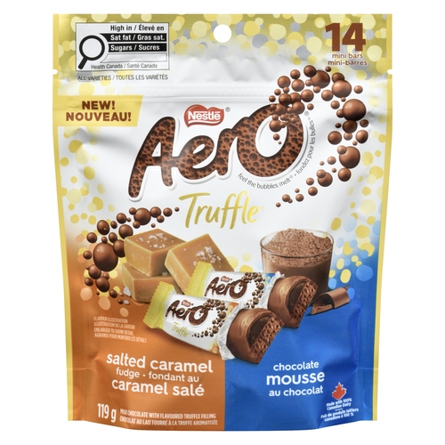 Nestle - Aero Truffle Milk Chocolate with Flavoured Truffle Filling Mini Bars 14's 119g, 1 Each
