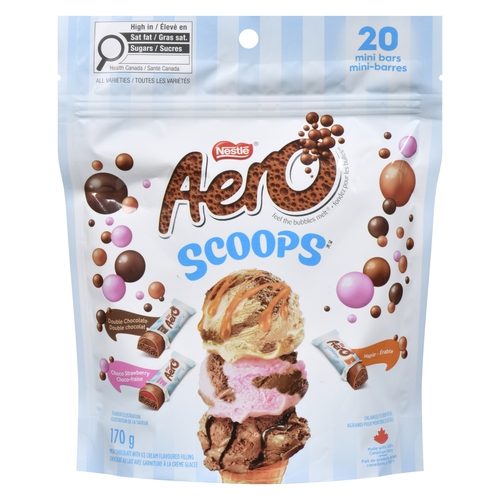 AERO Scoops Milk Chocolate with Ice Cream Flavoured Filling - 20 Mini Bars 170g, 1 Each