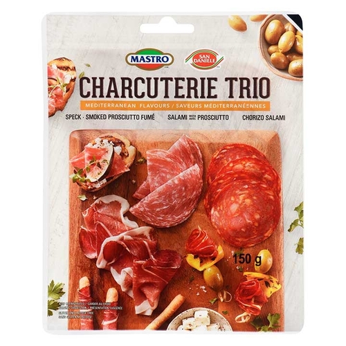 Mastro - Charcuterie Trio - Mediterranean - Chorizo Salami, Salami with Proscuitto, Speck Smoked Prosciutto 150g, 1 Each