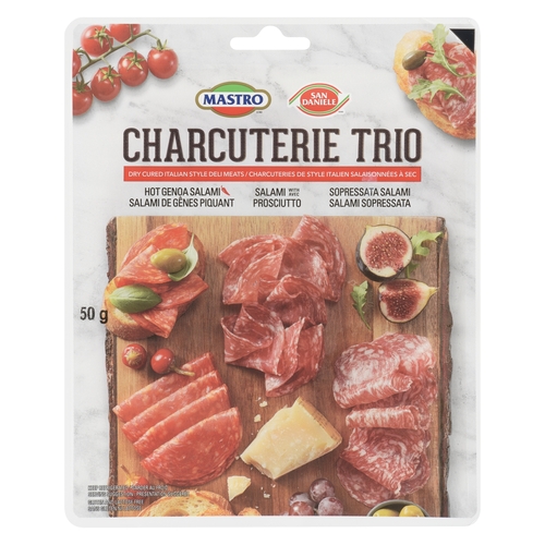 Mastro - Charcuterie Trio - Italian - Hot Genoa Salami, Salami with Proscuitto, Sopressata Salami 150g, 1 Each