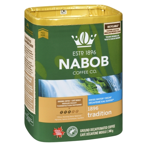 Nabob - Ground Coffee - Decaf 1896 Tradition Medium Roast 340g, 1 Each