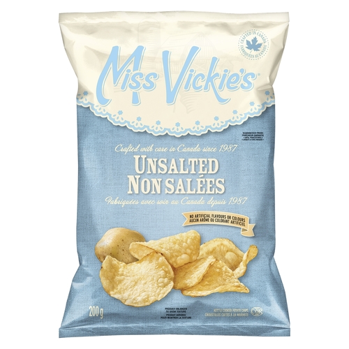 Miss Vickie's - Kettle Cooked Potato Chips - Unsalted 200g, 1 Each