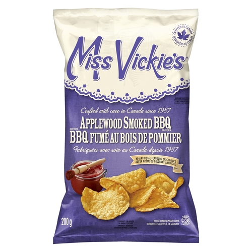 Miss Vickie's - Kettle Cooked Potato Chips - Applewood Smoked BBQ 200g, 1 Each