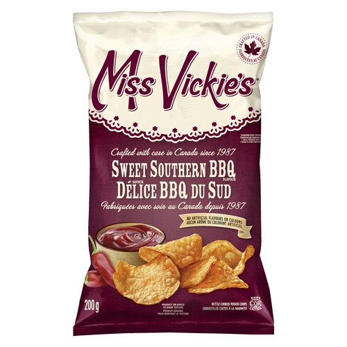 Miss Vickie's - Kettle Cooked Potato Chips - Sweet Southern BBQ 200g, 1 Each
