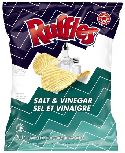 Ruffles - Potato Chips - Salt & Vinegar 200g, 1 Each