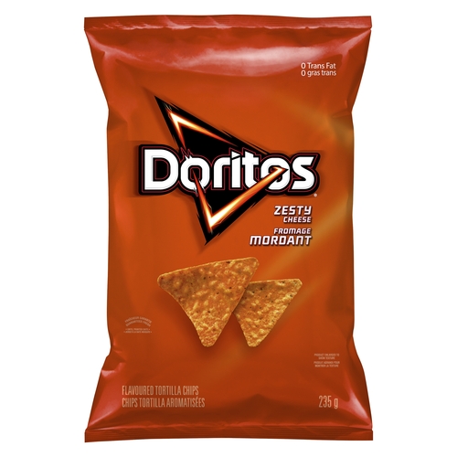 Doritos - Tortilla Chips - Zesty Cheese 235g, 1 Each