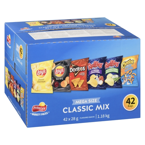 Frito Lay - Flavoured Snacks Classic Mix Mega Size Variety Packs 42pk, 1 Each