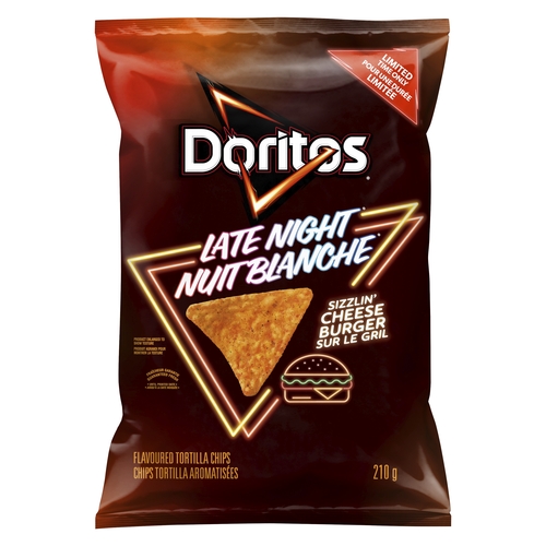 Doritos - Late Night Flavoured Tortilla Chips - Sizzlin' Cheeseburger 210g