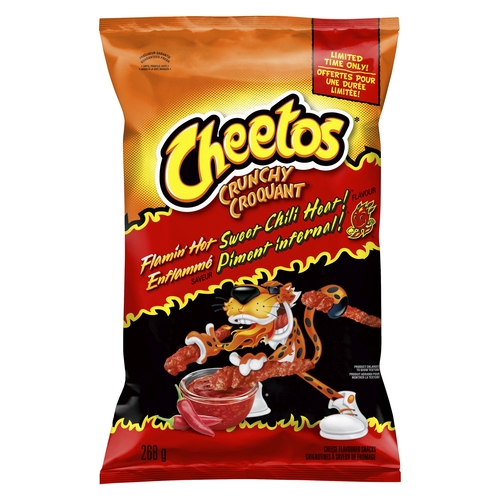 Cheetos - Crunchy Cheese Flavoured Snacks - Flamin' Hot Sweet Chili Heat 268g, 1 Each