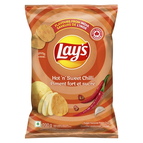 Lay's - Ridged Potato Chips - Flavours From India - Hot 'n' Sweet Chilli 200g