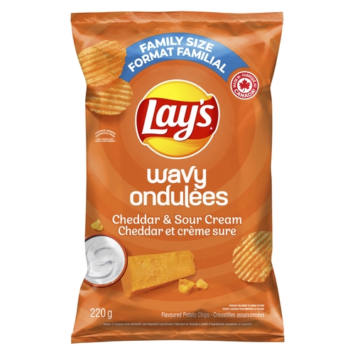 Lay's Potato Chips - Wavy - Cheddar & Sour Cream 220g