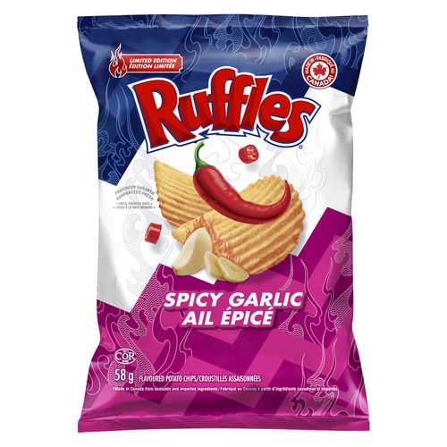 Ruffles - Potato Chips - Spicy Garlic 58g, 1 Each