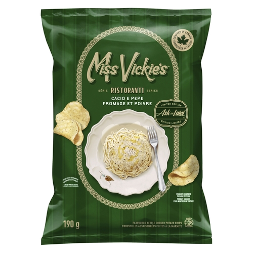 Miss Vickie's - Kettle Cooked Potato Chips - Cacio E Pepe 190g, 1 Each