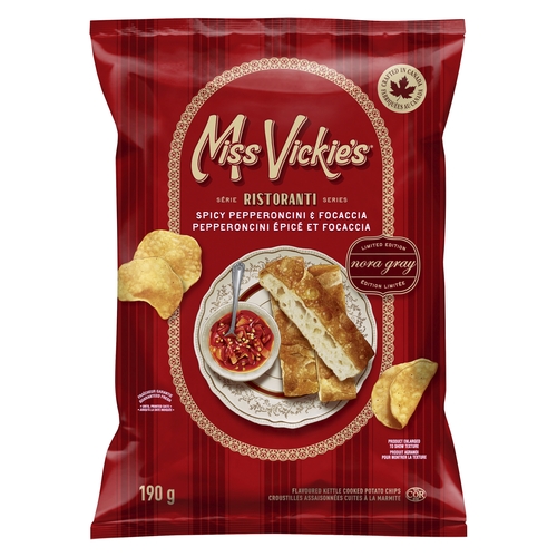 Miss Vickie's - Kettle Cooked Potato Chips - Spicy Pepperoncini & Focaccia 190g, 1 Each
