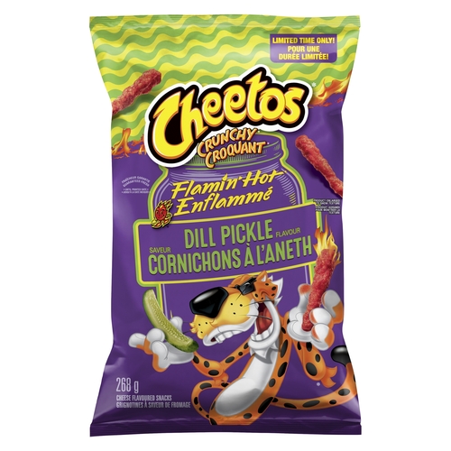 Cheetos - Crunchy Cheese Flavoured Snacks - Flamin' Hot Dill Pickle 268g, 1 Each