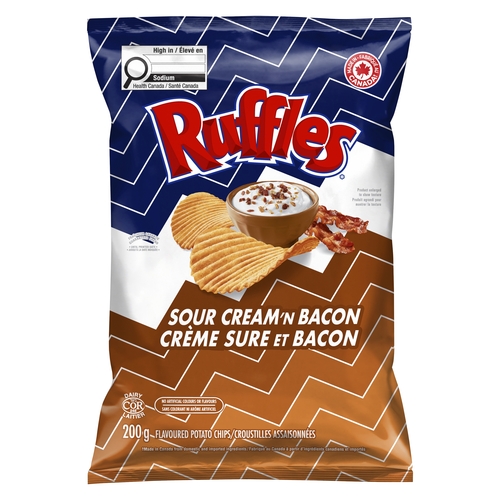 Ruffles Potato Chips - Sour Cream 'n Bacon 200g, 1 Each