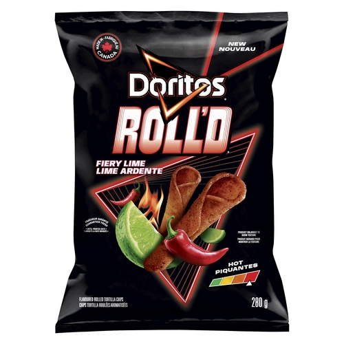 Doritos Roll'd Flavoured Tortilla Chips - Fiery Lime 280g, 1 Each