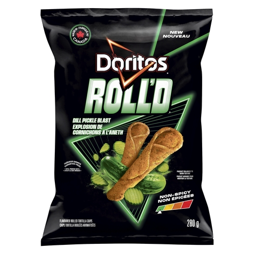Doritos Roll'd Flavoured Tortilla Chips - Dill Pickle 280g, 1 Each