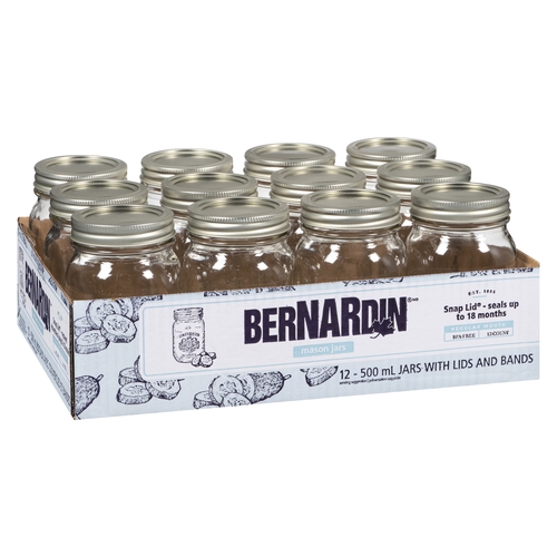 Bernardin - Regular Mouth Mason Jars with Snap Lids and Bands 12/500ml
