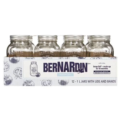 Bernardin - Regular Mouth Mason Jars with Snap Lids and Bands 12/1l