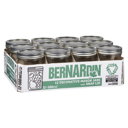 Bernardin - Decorative Mason Jars with Snap Lids and Bands 12/500ml