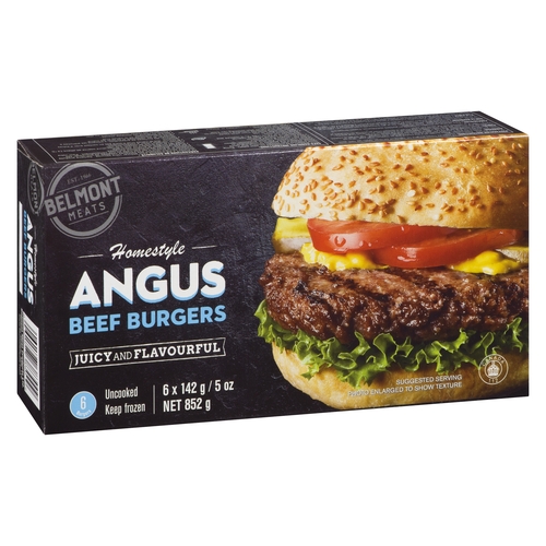 Belmont Meats - Homestyle Angus Beef Burgers 6's 852g, 1 Each