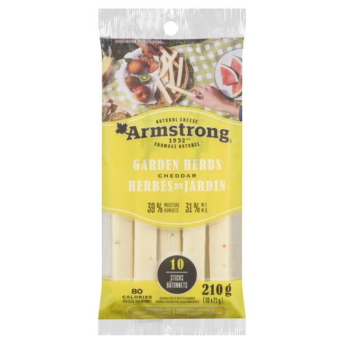 Armstrong Natural Cheese Sticks - Cheddar - Garden Herbs - 10's 210g, 1 Each