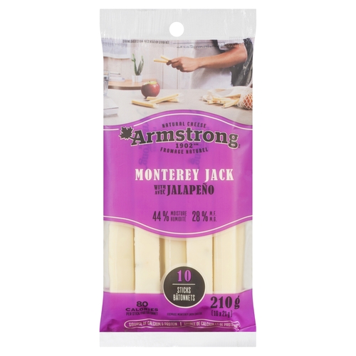 Armstrong - Monterey Jack Cheese with Jalapeño 28% m.f. 10 Sticks 210g, 1 Each