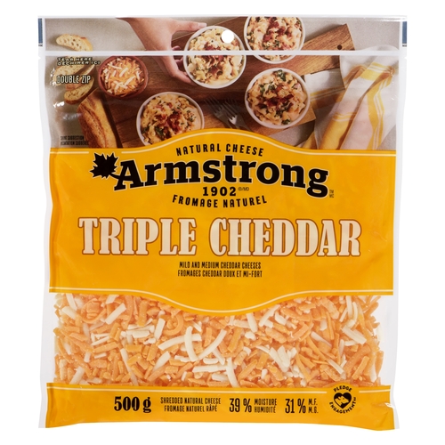 Armstrong Natural Cheese - Triple Cheddar - Shredded 500g, 1 Each