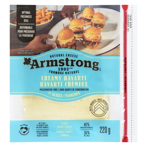 Armstrong Natural Cheese - Creamy Havarti - Slices 11's 220g, 1 Each