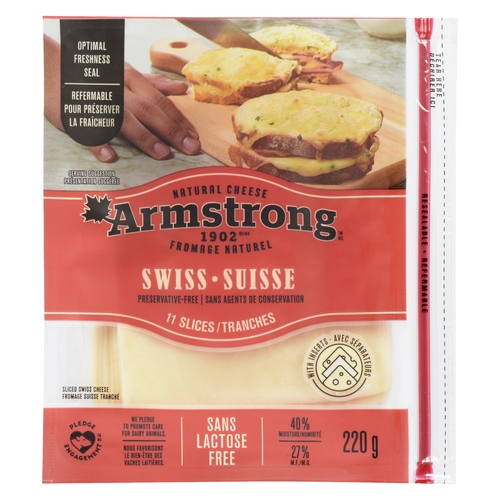 Armstrong Natural Cheese - Swiss - Lactose Free - Slices 11's 220g, 1 Each