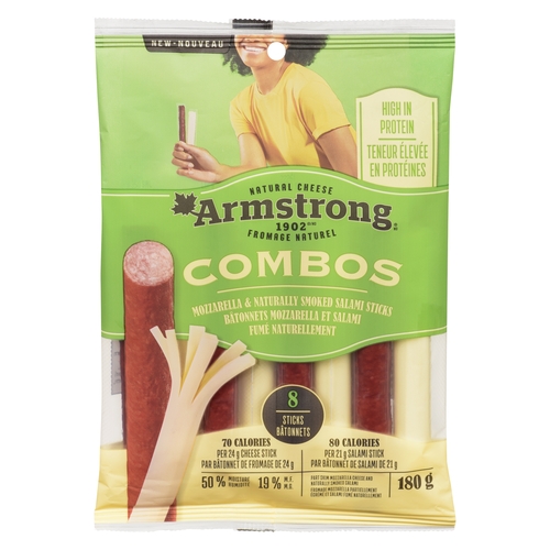 Armstrong - Combos - Mozzarella & Naturally Smoked Salami Sticks 180g, 1 Each