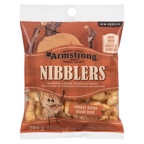 Armstrong - Nibblers Natural Cheese Snacking Curds - Smokey Bacon 29% m.f. 200g, 1 Each