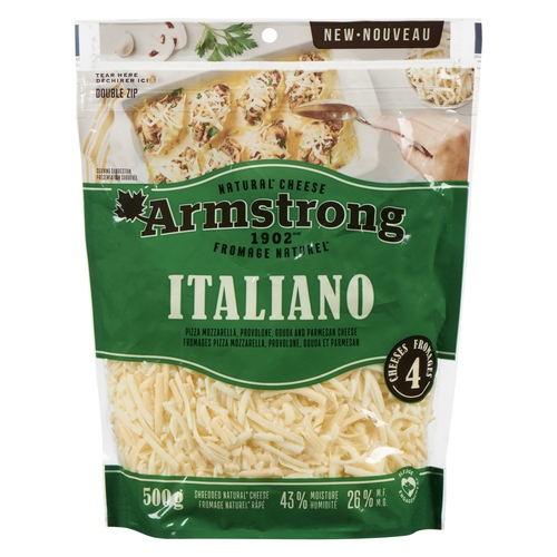 Armstrong Natural Cheese - Italiano - Shredded 26% m.f. 500g, 1 Each