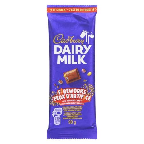 Cadbury - Dairy Milk Chocolate with Candy Coated Pieces and Popping Candy Fireworks 90g, 1 Each