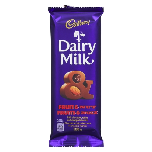 Cadbury - Dairy Milk Chocolate - Fruit & Nut 100g, 1 Each