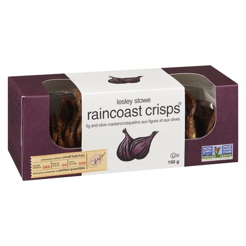 Lesley Stowe - Raincoast Crisps - Fig and Olive Crackers 150g, 1 Each