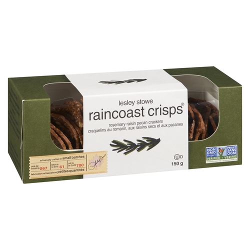 Lesley Stowe - Raincoast Crisps - Rosemary Raisin Pecan Crackers 150g, 1 Each