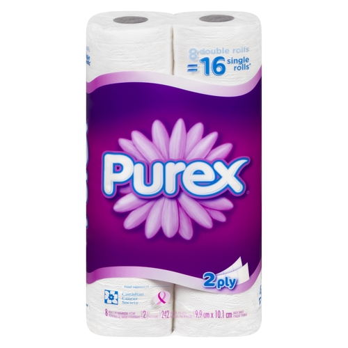 Purex Bathroom Tissue - 2 Ply - Double Rolls 8pk, 1 Each